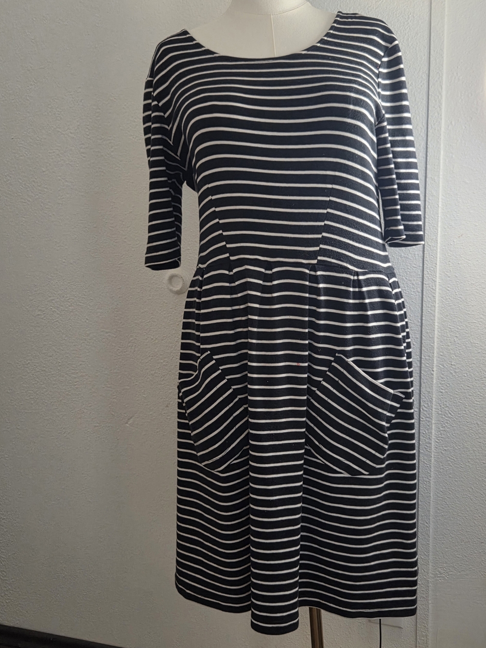 Striped Navy & White Pocket  Dress